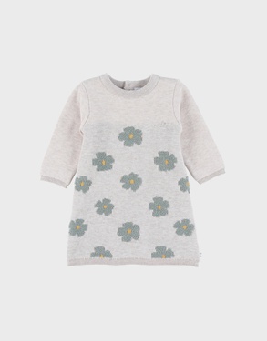 Light beige knit dress with floral pattern
