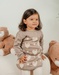 Beige knit dress with hearts
