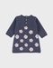Blue knit dress with floral knit pattern
