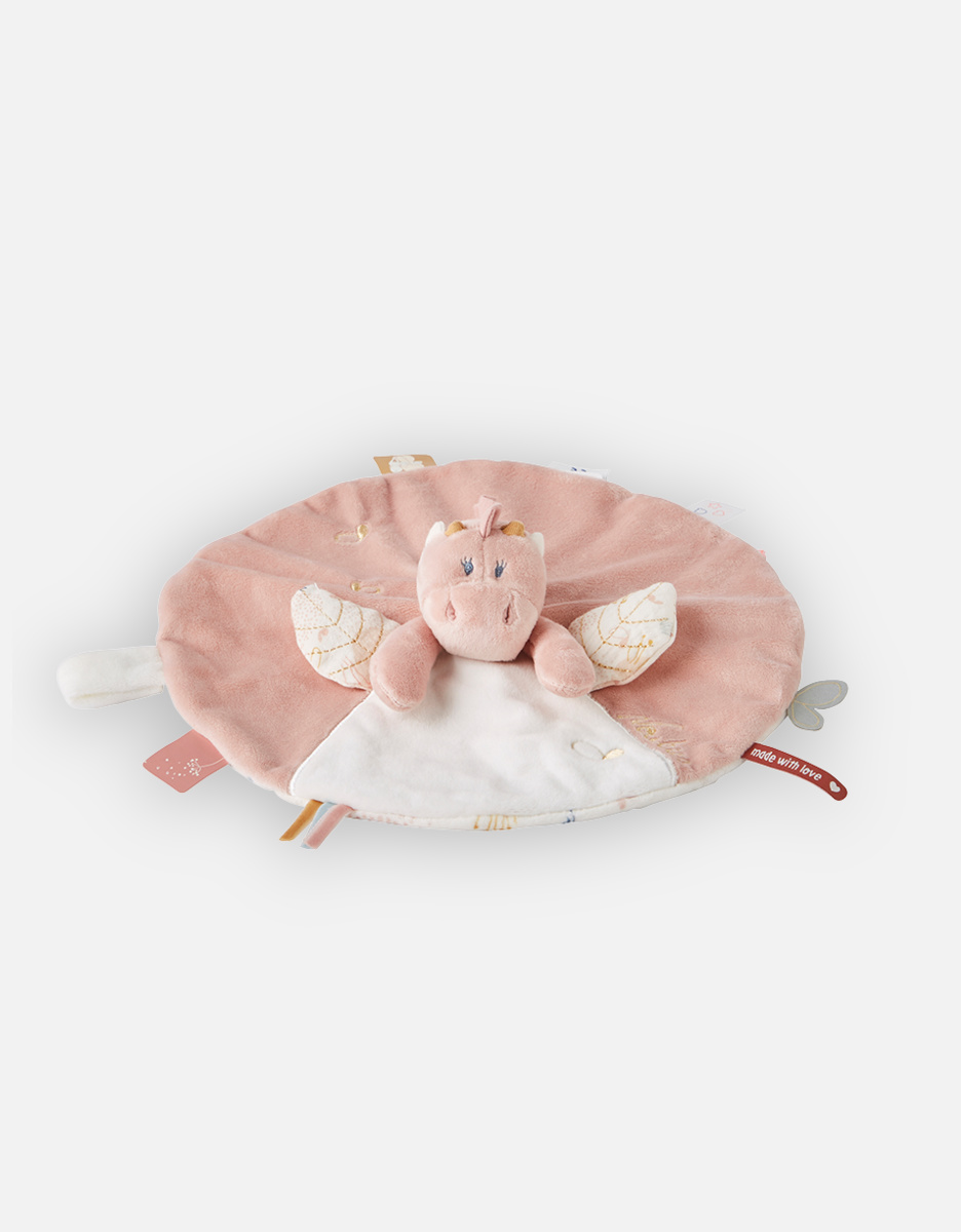 Veloudoux Joy knuffeldoekje, lichtroos/ecru
