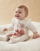 Fluwelen 1-delige pyjama met goudkleurige lurex strepen, ecru