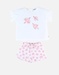 Jersey 2-piece pyjamas with bird print, light pink/off-white