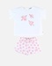 Jersey 2-delige pyjama met vogelprint, lichtroos/ecru