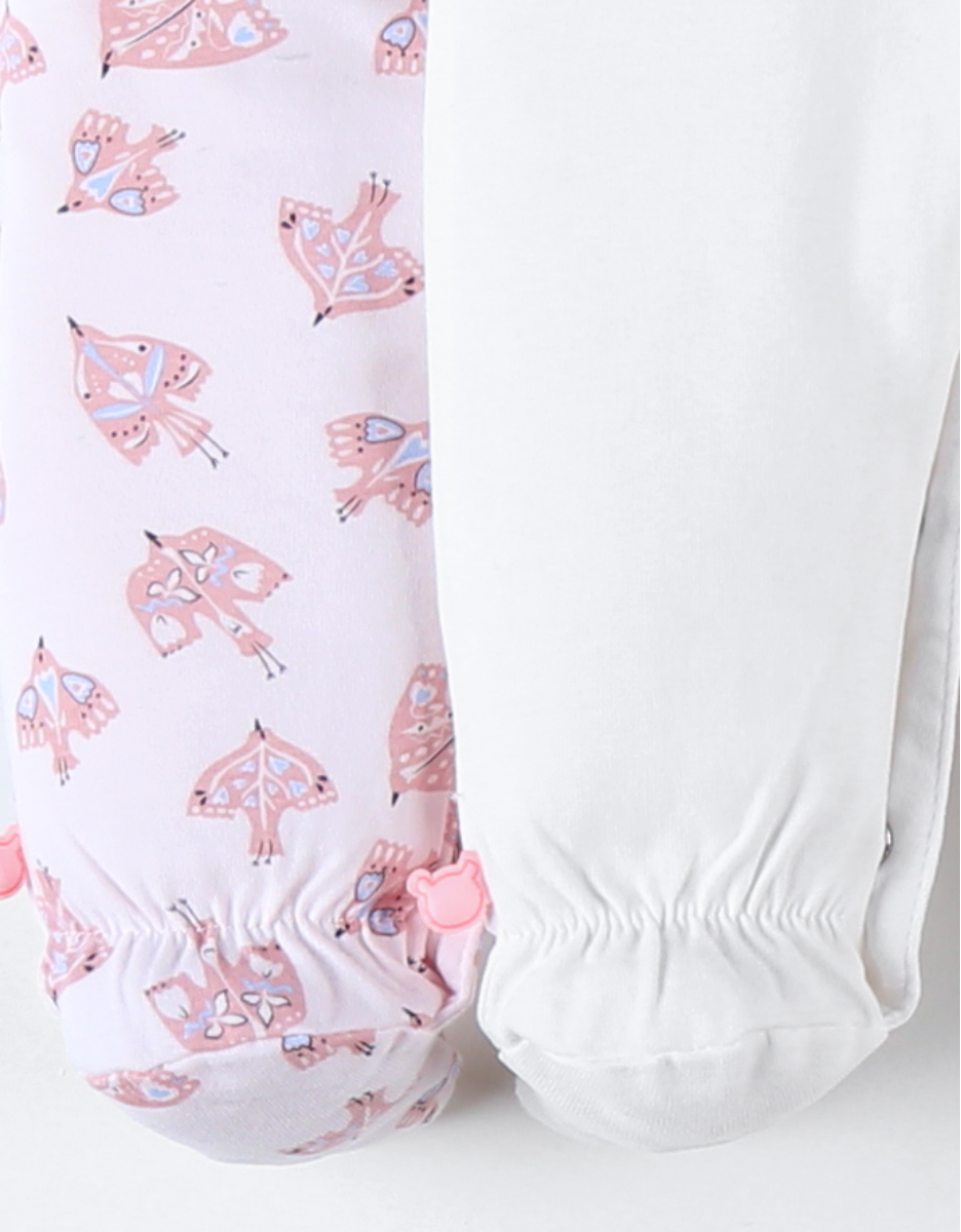 Set de 2 pyjamas 1 pièce, rose clair/écru