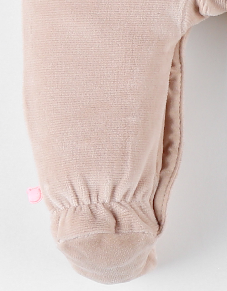 1-delige pyjama met konijntje in fluweel, beige