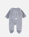 1-delige pyjama met konijntje in fluweel, gemêleerd grijs