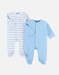Set met 2 1-delige pyjamas, blauw/ecru