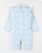 Striped Anti-UV romper swimsuit, off-white