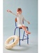 Striped Anti-UV romper swimsuit, off-white