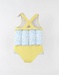 Floating suit with prints, yellow/blue