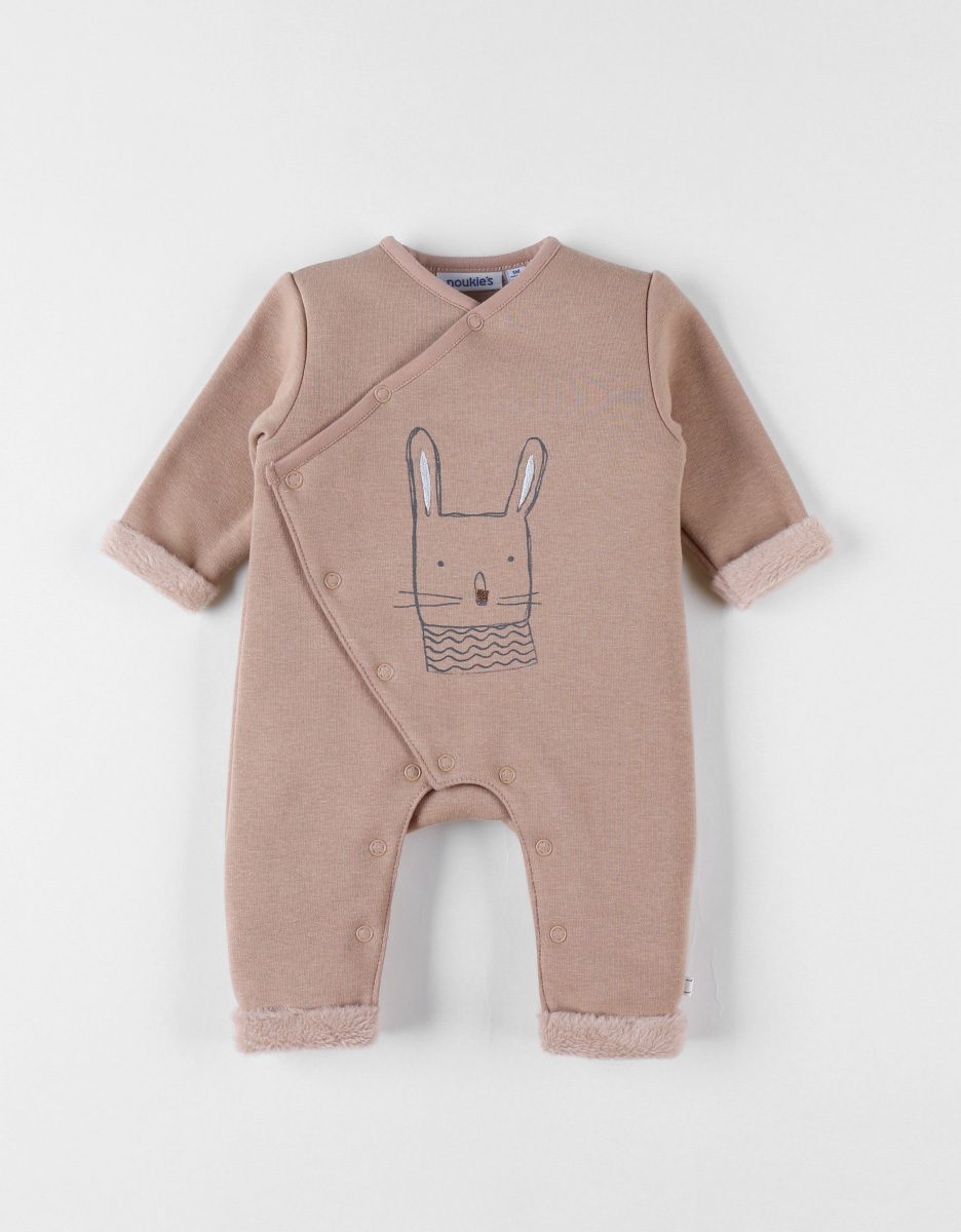 Onesie with raccoon, hazelnut