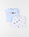 Ensemble t-shirt + short imprimé animalier, écru/bleu clair