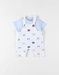 Set animal print dungaree set + T-shirt, light blue/off-white