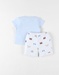 Animal Print T-shirt + Shorts Set, off-white/light blue