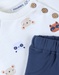 Animal print sweatshirt set + denim jogging pants, off-white/navy blue