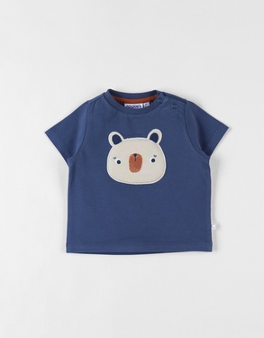 T-shirt met korte mouwen en panda print, marineblauw/ecru