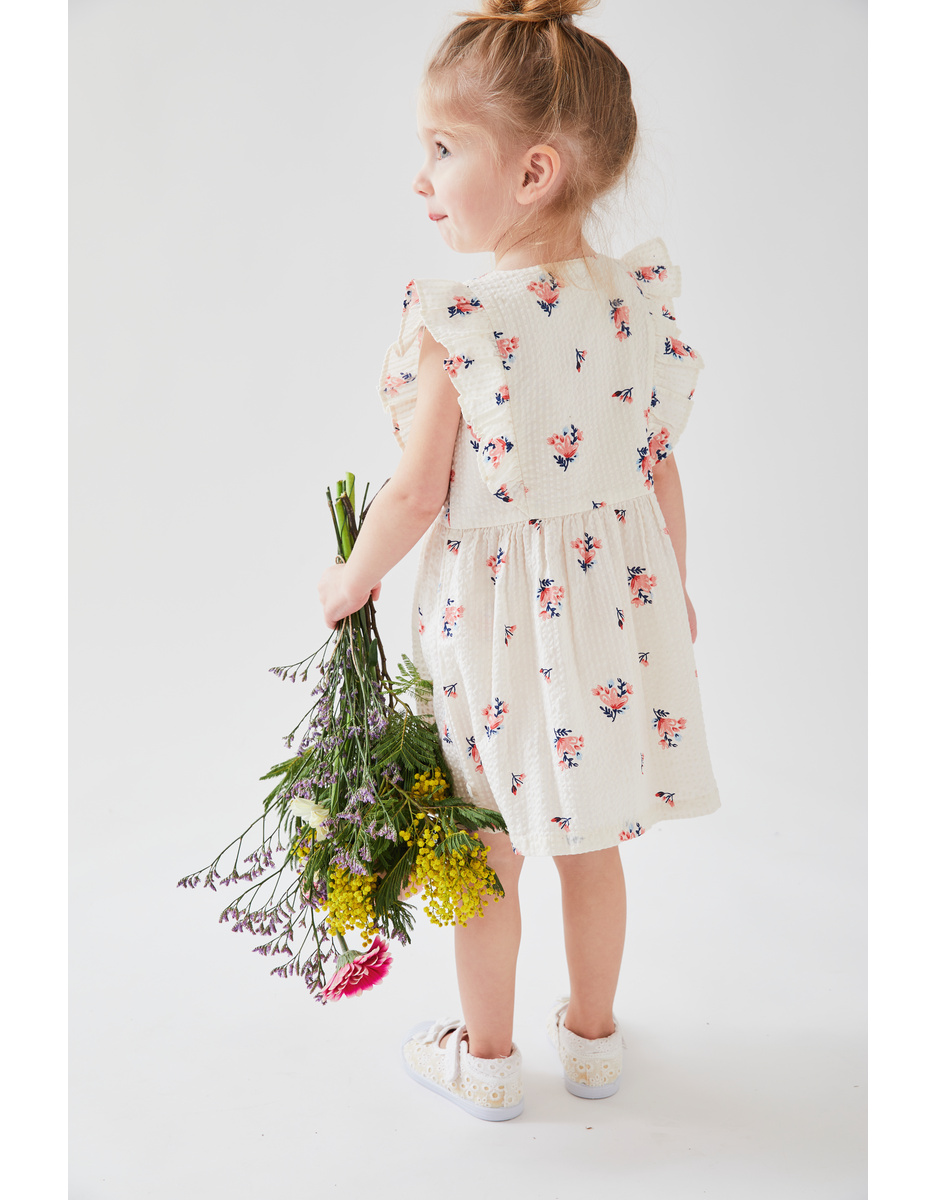 Floral dress + bloomer set, off-white