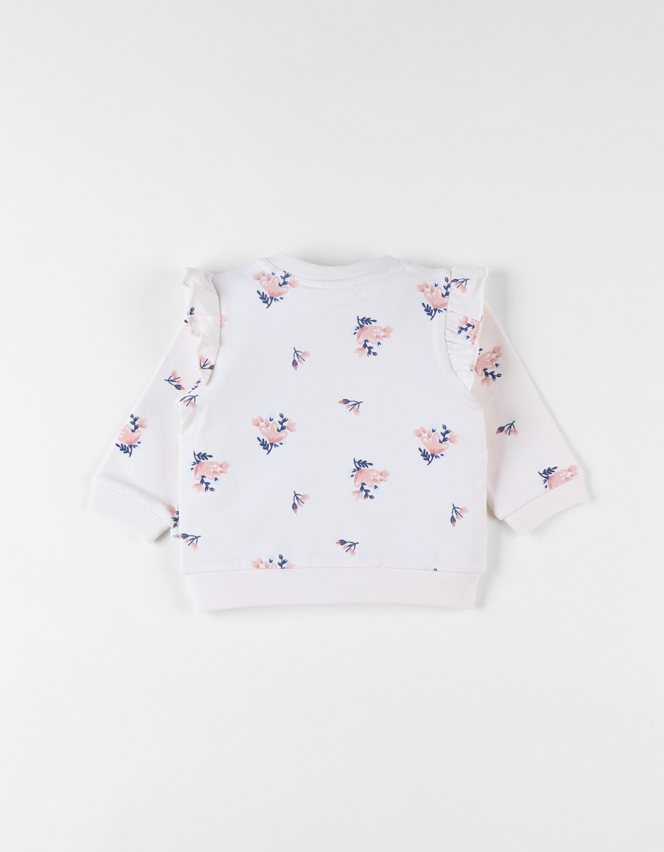 Fleece floral sweatshirt, light pink
