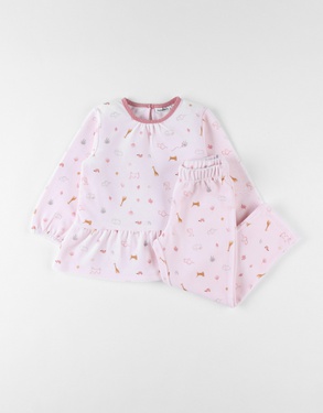 2-piece velvet pyjamas with animal print, light pink