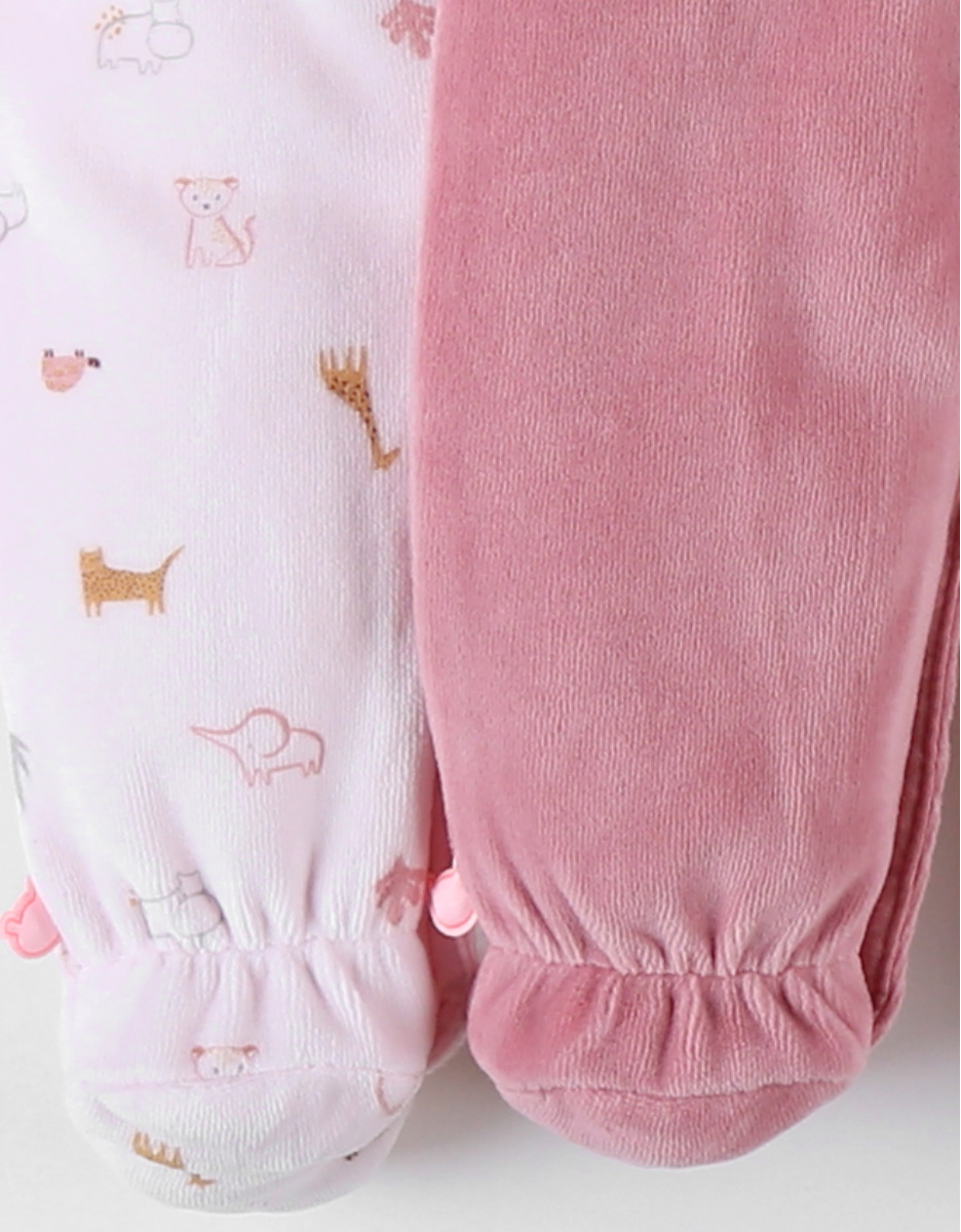 Pyjama 2 pièces long imprimés animaux de la savane rose - Noukies