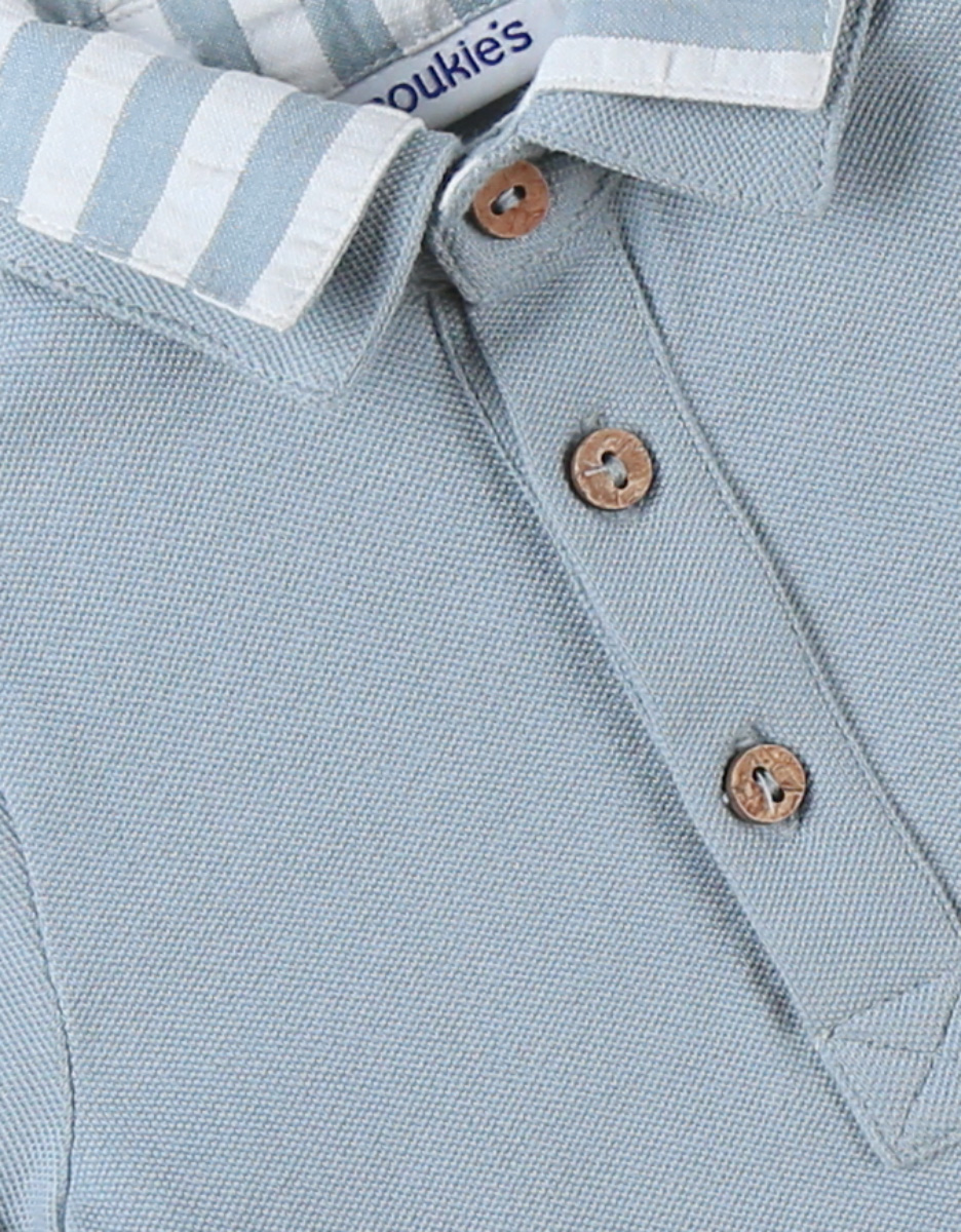 Cotton piqué 2-in-1 polo shirt, light blue