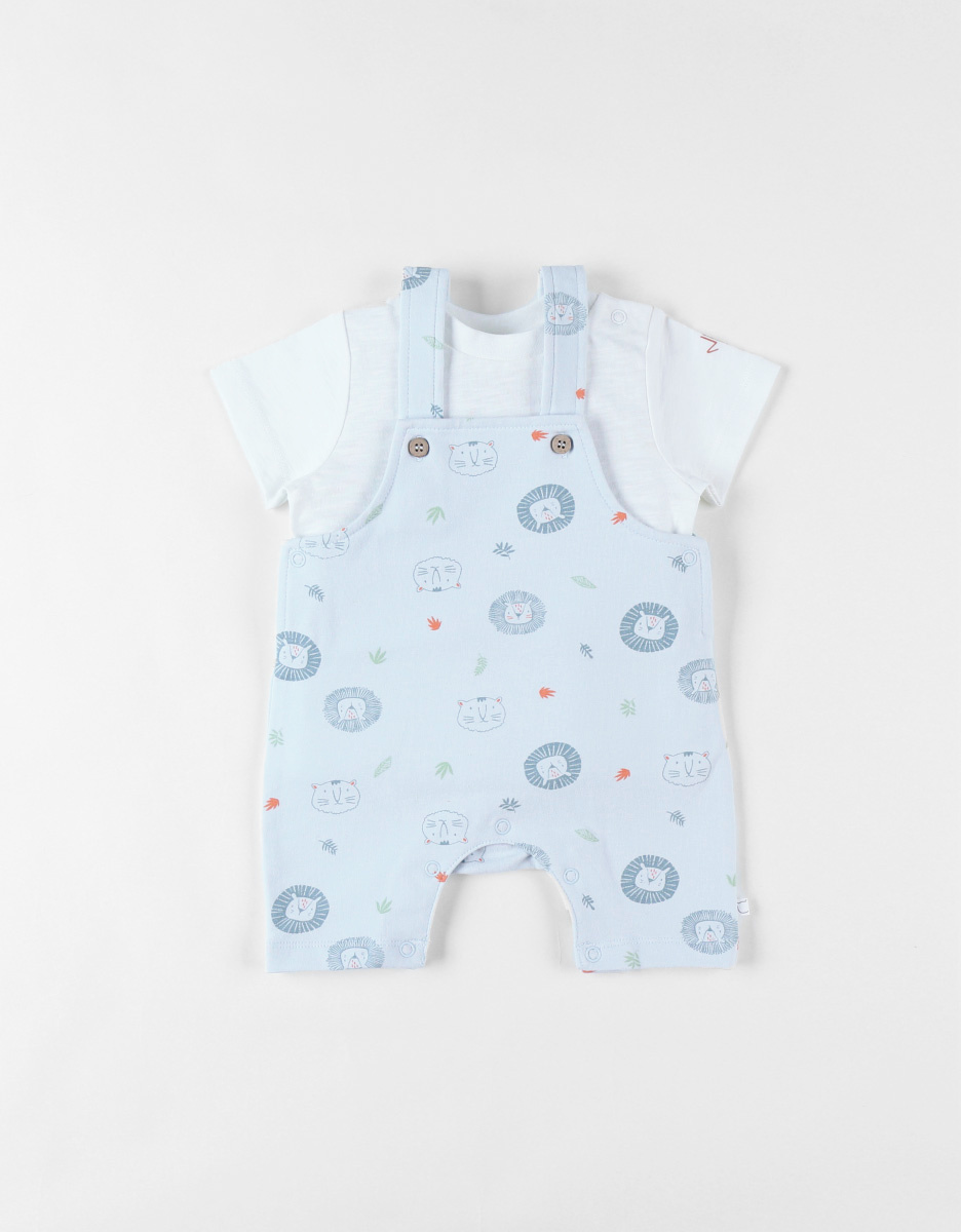 Lot salopette + t-shirt, bleu ciel