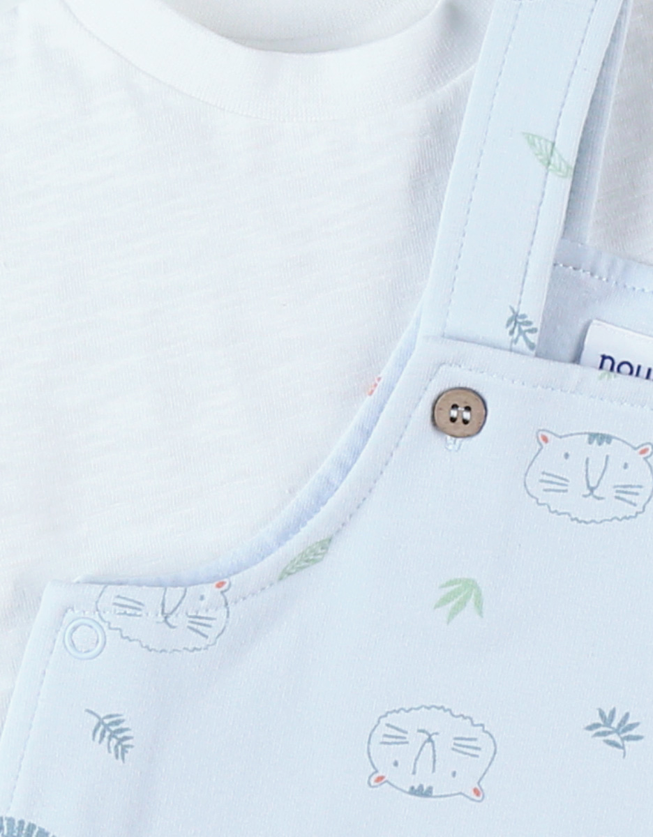 Lot salopette + t-shirt, bleu ciel