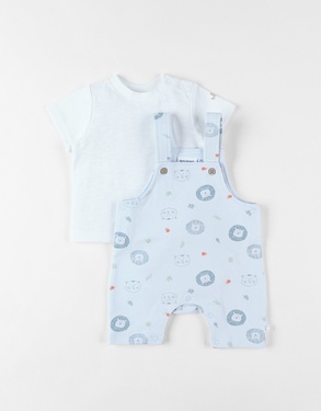 Lot salopette + t-shirt, bleu ciel