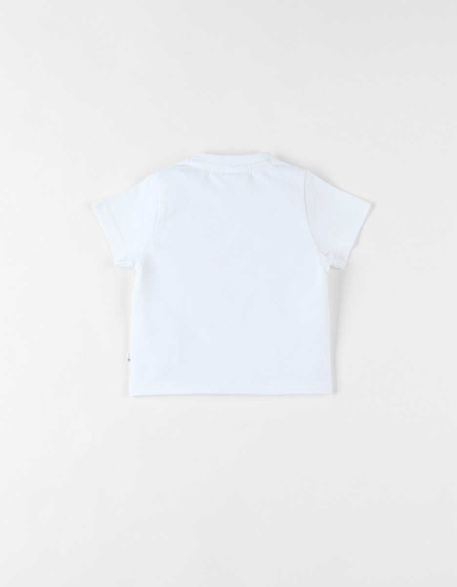 Short-sleeved t-shirtwith lion print, off-white/blue