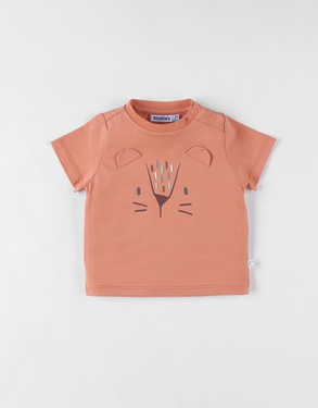 T-shirt met korte mouwen en leeuwprint, terracotta