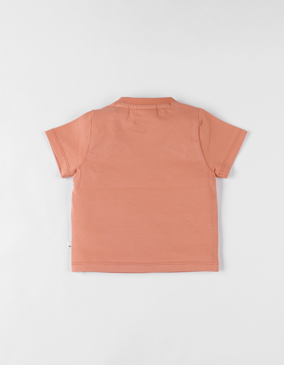 Short-sleeved t-shirtwith lion print, terracotta