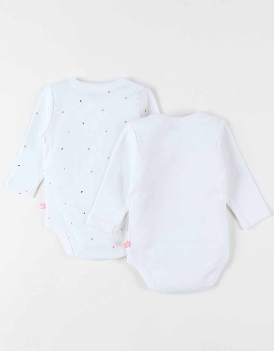 Set de 2 bodies en coton, rose poudré