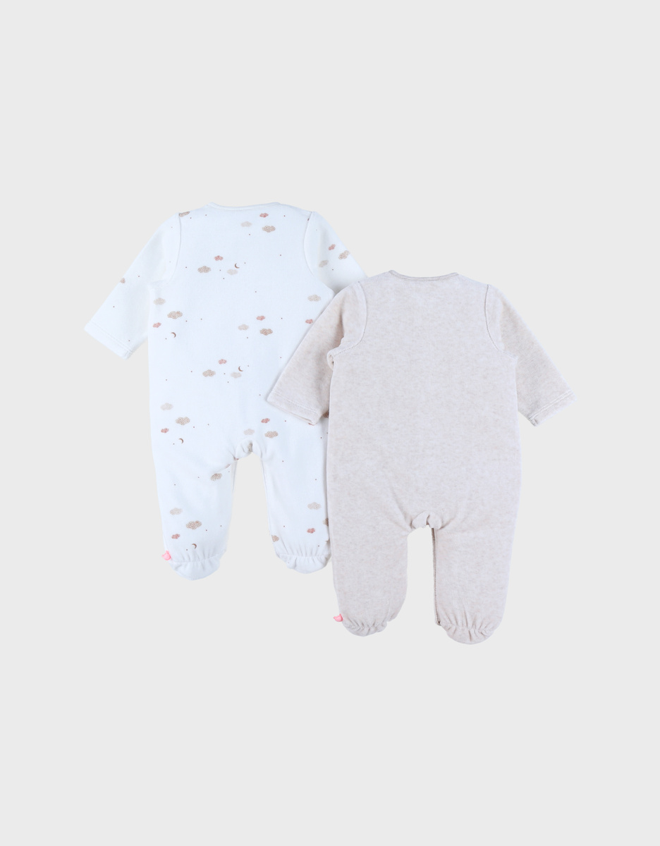 Lot de 2 pyjamas bébé en velours brodé mouton