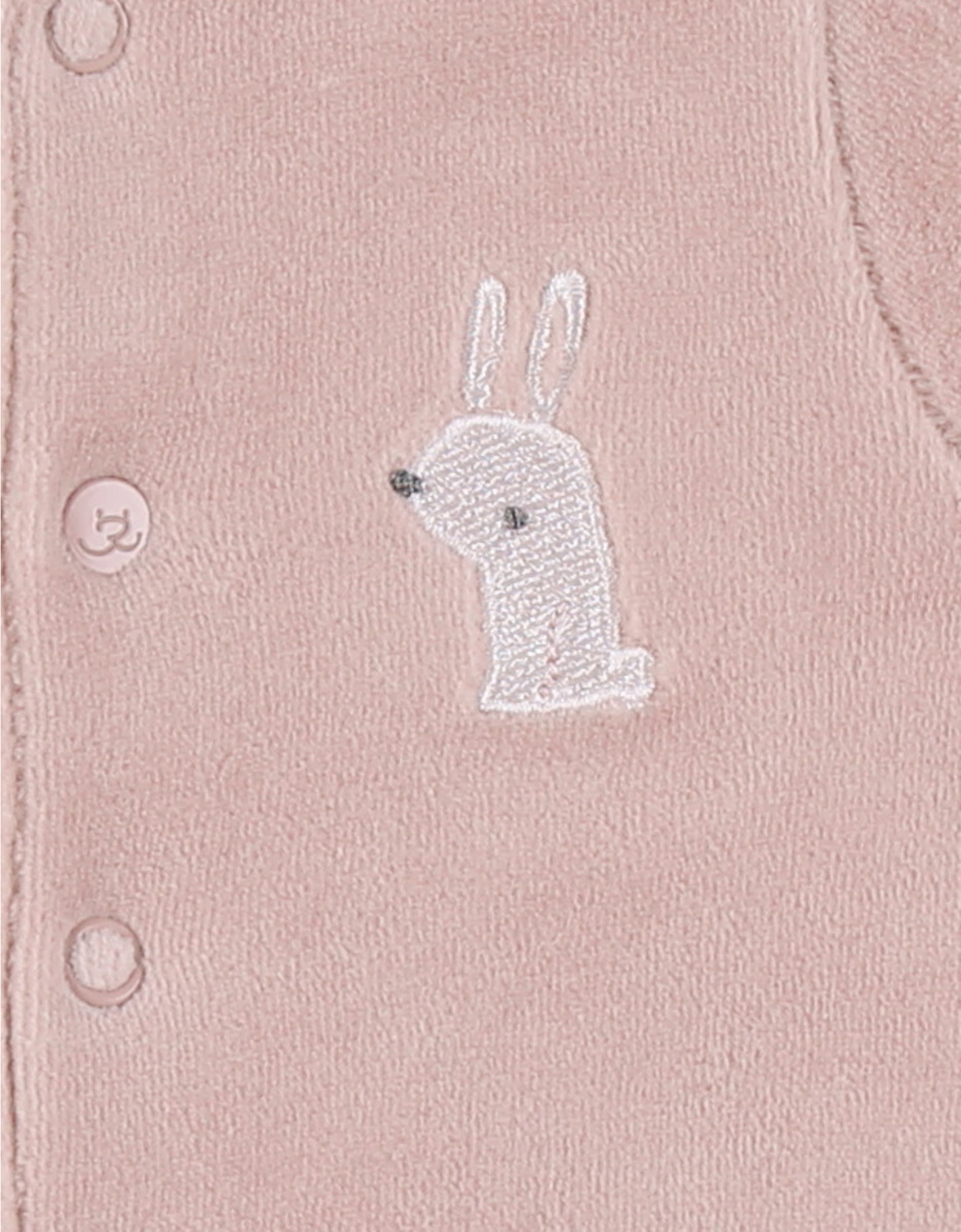 Lot de 2 pyjamas en velours bébé rose et blanc brodé