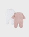 Lot de 2 pyjamas en velours bébé rose et blanc brodé