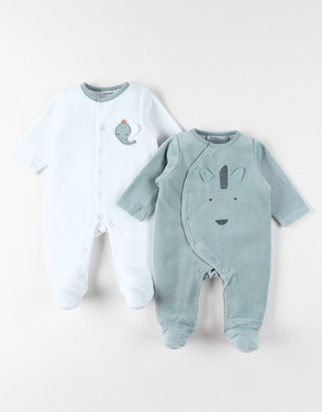 Lot de 2 Pyjamas bébé, Velours