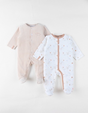 Lot de 2 Pyjamas bébé, Velours