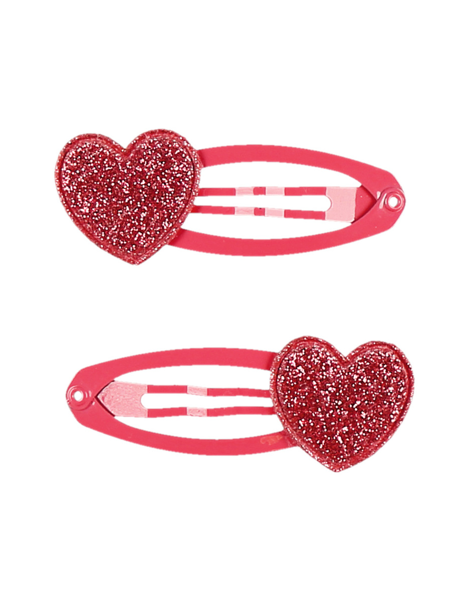 Set Of 2 Glitter Hairclips Heart
