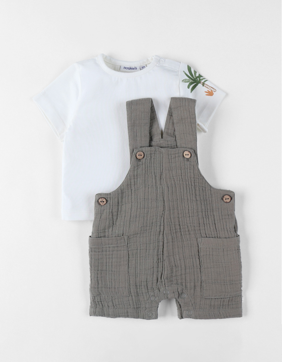 Ensemble Salopette avec T-shirt, Coton