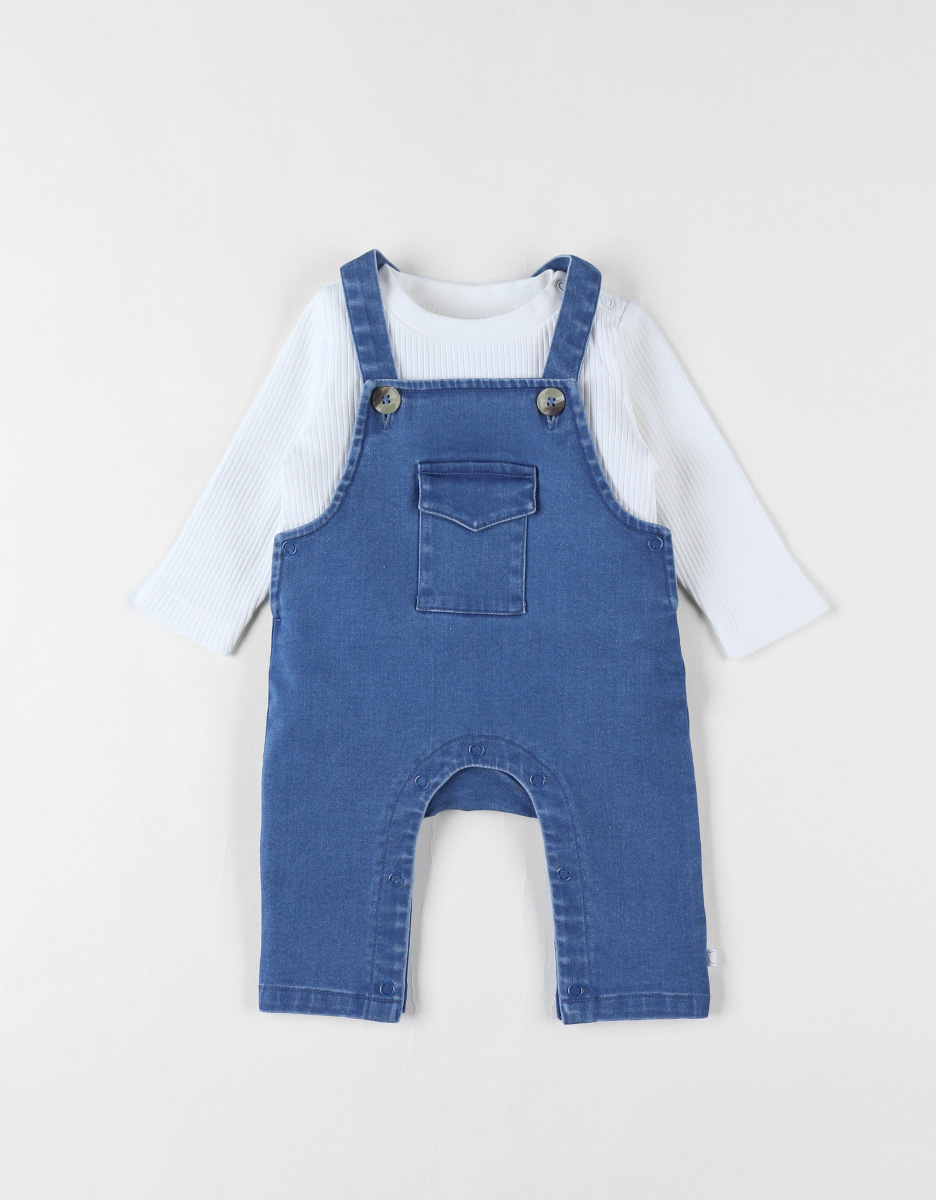 Ensemble salopette + t-shirt, denim