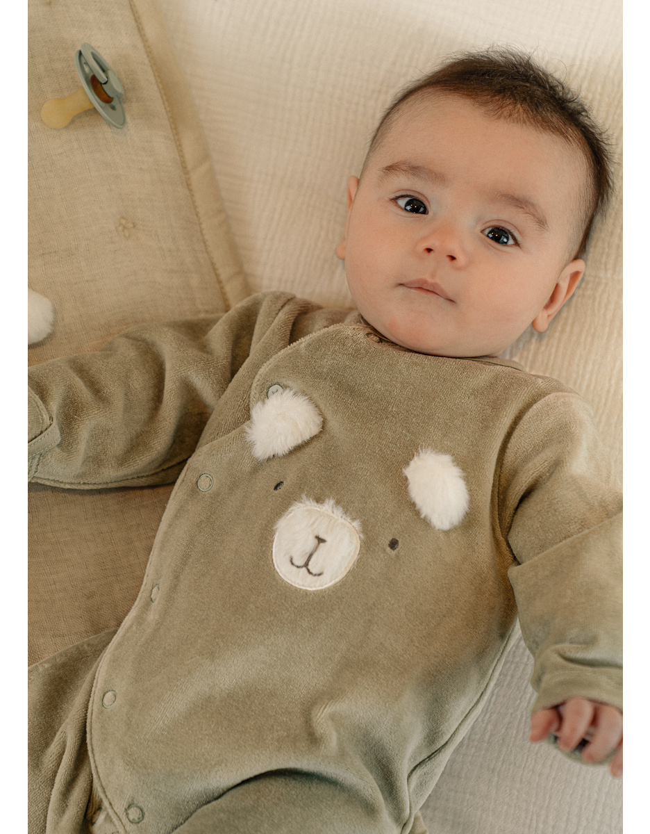 Baby pyjamas, embroidered velour