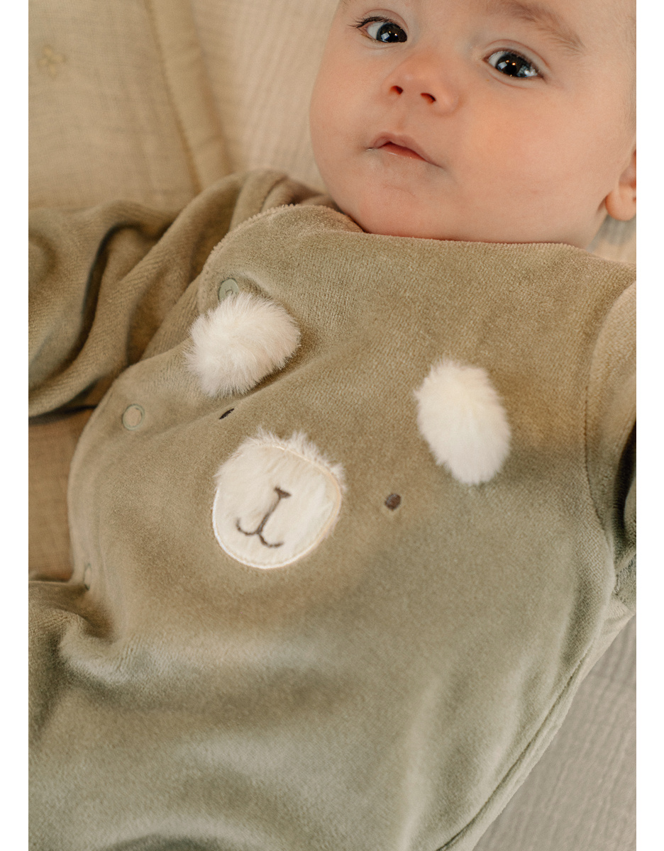 Baby pyjamas, embroidered velour