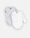 Set of 2 cross-over long-sleeved bodysuits, light grey/white