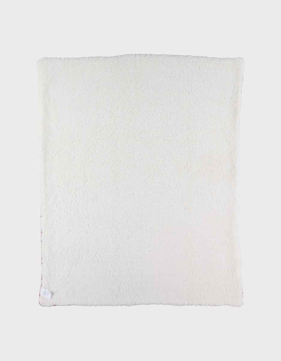 Couverture 75x100 cm en tricot bio et sherpa rouge