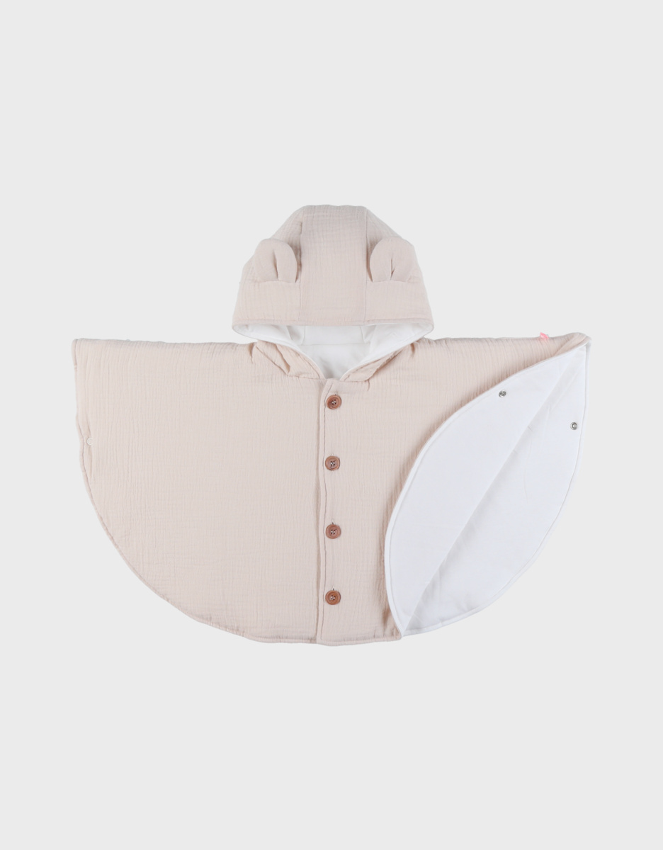 Poncho bébé, mousseline de coton bio