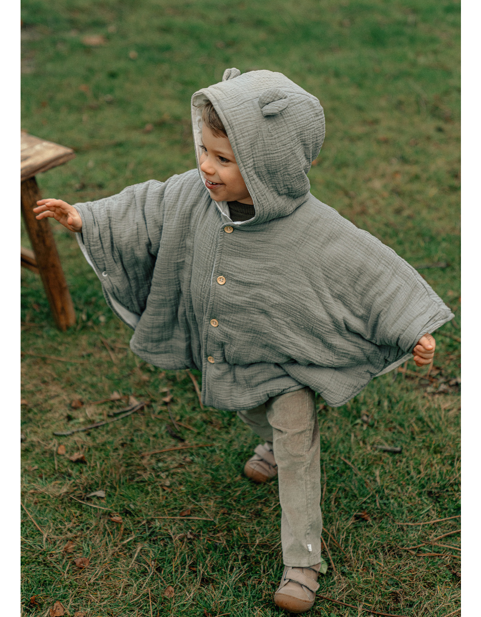 Poncho bébé, mousseline de coton bio