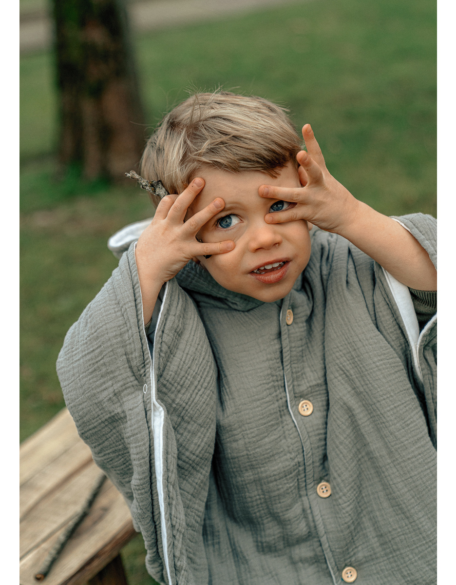Baby poncho, organic cotton muslin