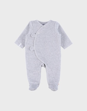 Pyjama dors-bien en velours gris chiné