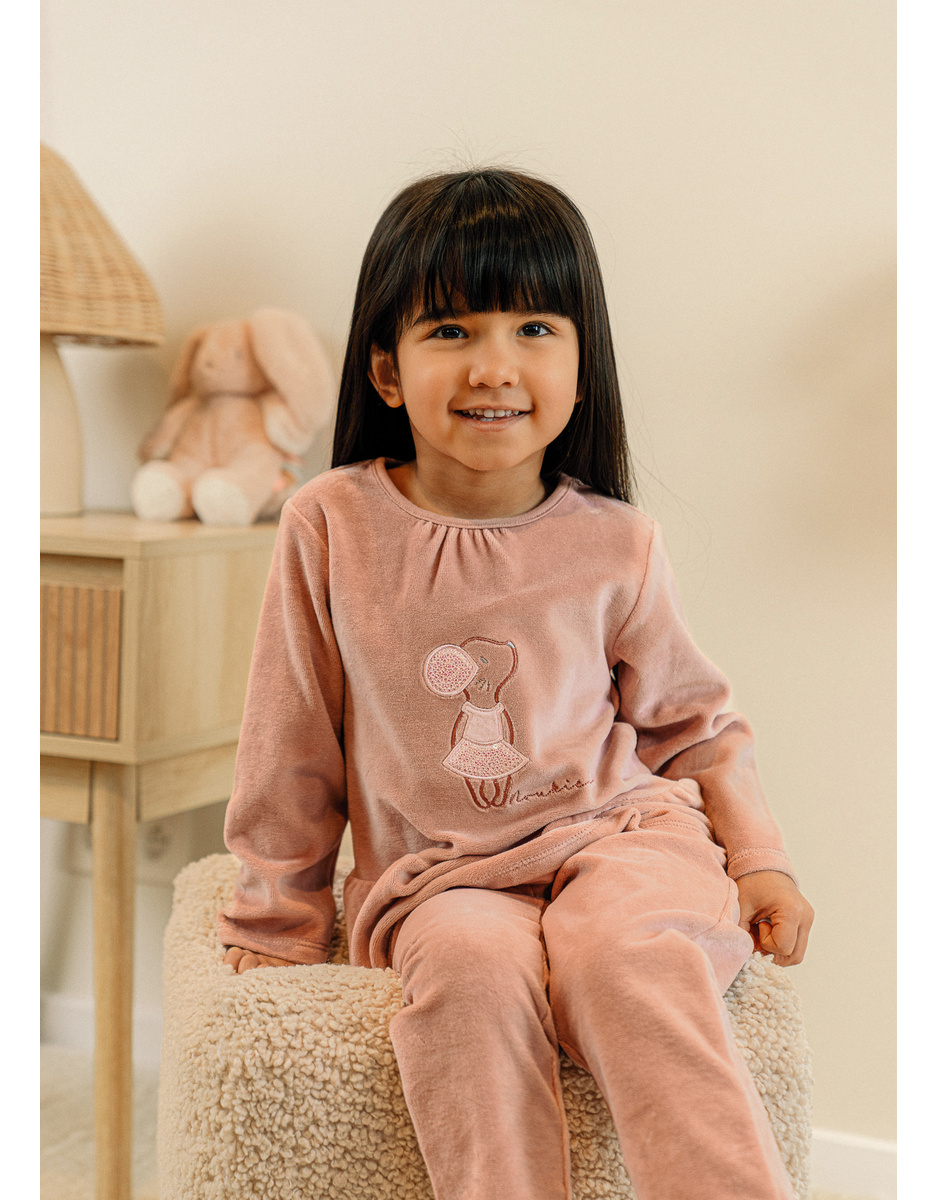 Baby pyjamas, embroidered velour