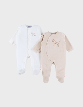 Set of 2 baby pyjamas, velour